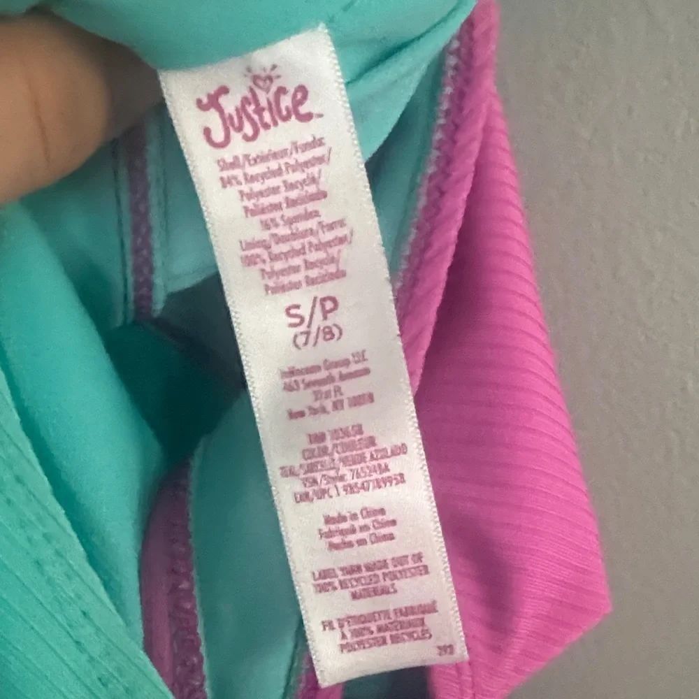 Justice Vibrant Pink and Teal One-Piece Swimsuit